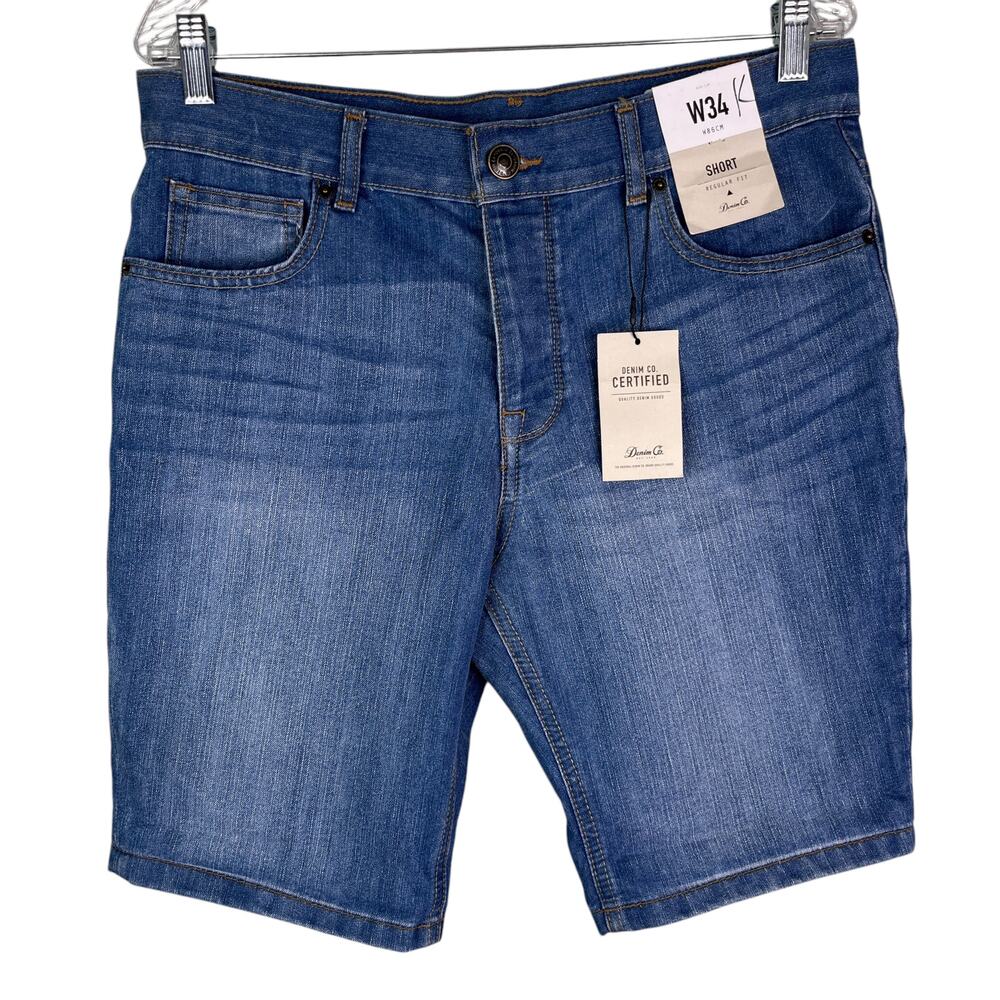 Denim Co Relaxed Fit Denim Shorts Button Fly 34 New